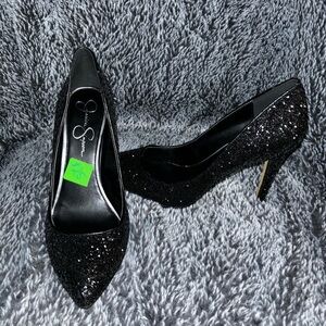 Jessica Simpson 3 Inch Black Sparkly Heels